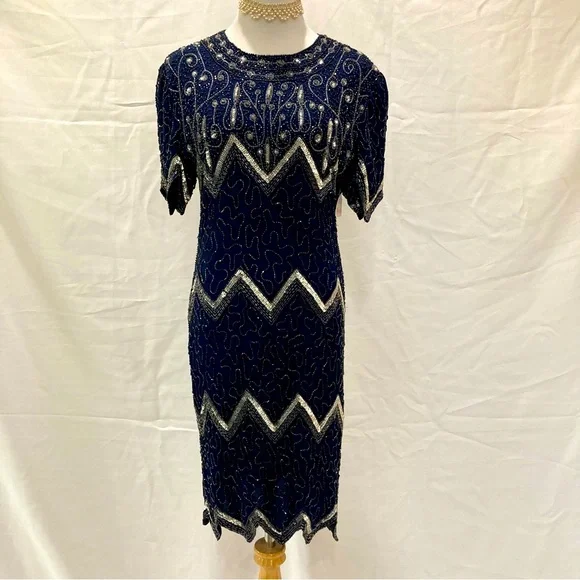 Vintage | Dresses | Vintage Beaded 9s Dress Size Pl